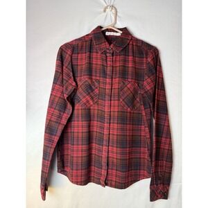Alternative  Apparel Mens Flannel Long Sleeve Shirt Buffalo Check Red Black M